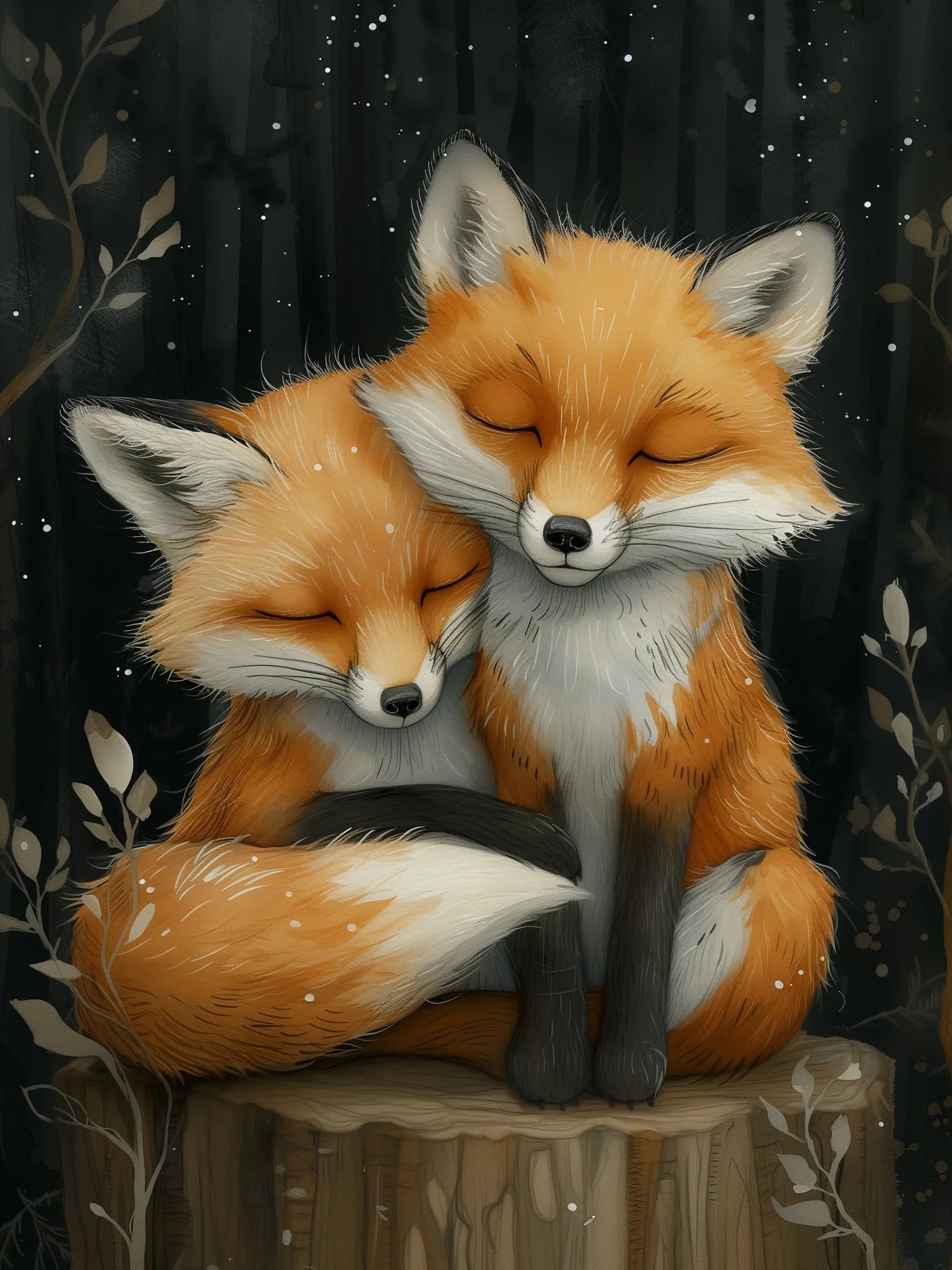 Unframed Canvas Wall Art Decor Cuddling Animals Print Poster For Living Room Bedroom Home Decoration