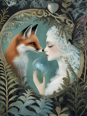 Fox & Fern Unframed Canvas Art Print Poster Warm Wall Decor for Living Room Bedroom & Beautiful Present