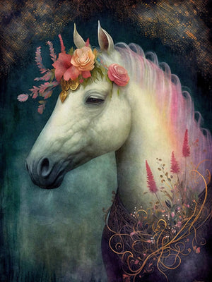 Horses & Unicorn Artwork Unframed Canvas Print Poster Modern Wall Decoration for Living Room Bedroom & Nice Gift