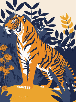 Canvas Art Tiger Illustration Art Print Unframed Wall Poster Home Decoration for Bedroom Living Room & Great Present
