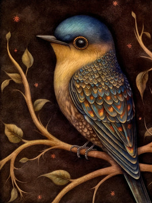 Dark Garden Birds Retro Style Unframed Canvas Print Wall Art Poster For Home Living Room Bedroom Decor Gifts