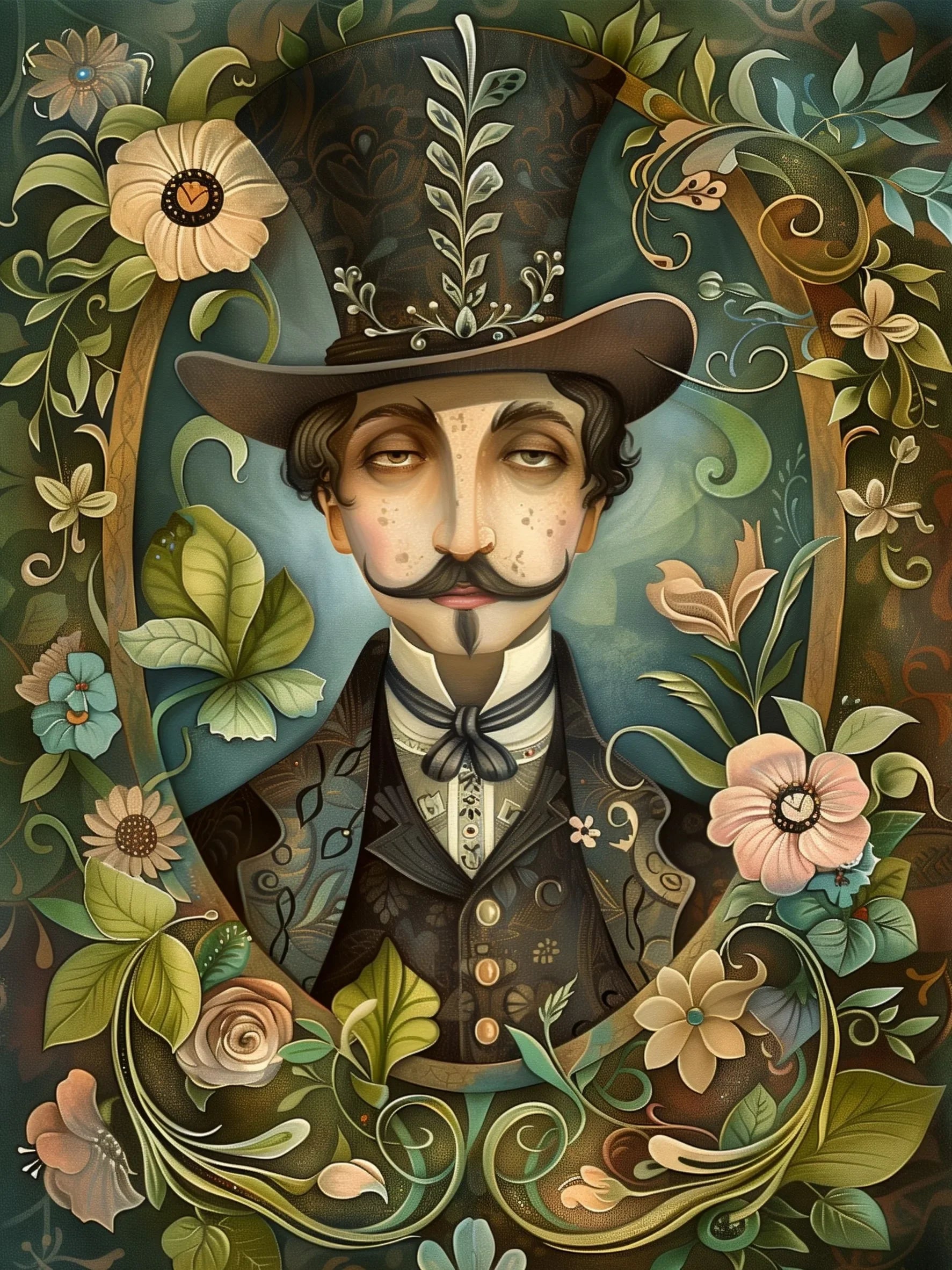 Unframed Canvas Wall Art Featuring Floral Gentlemen Print Poster For Home Living Room Bedroom Decor And Gift
