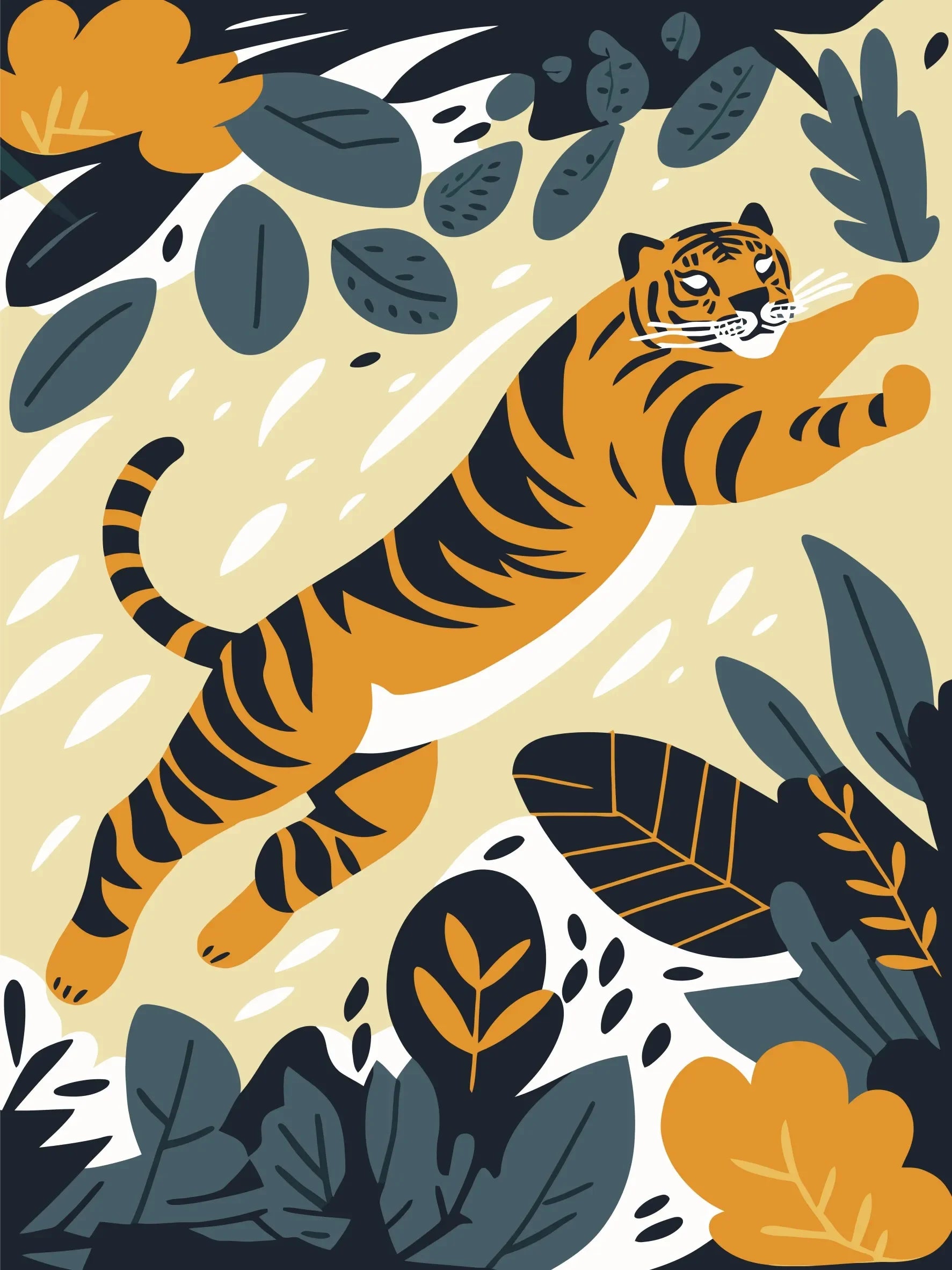 Canvas Art Tiger Illustration Art Print Unframed Wall Poster Home Decoration for Bedroom Living Room & Great Present