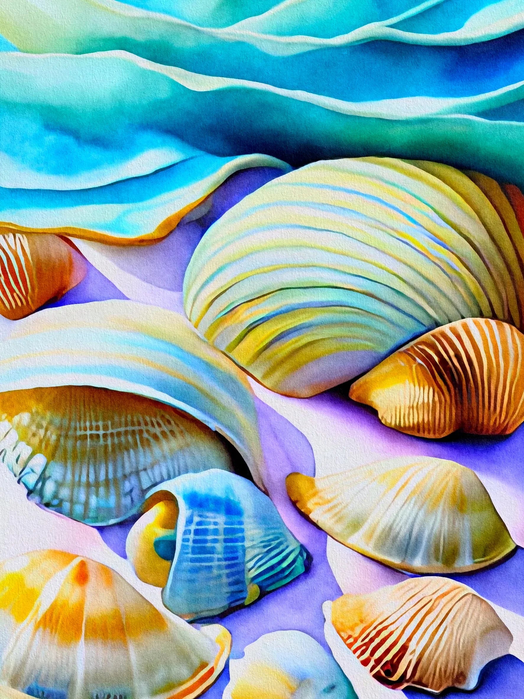 Seashell & Beach Unframed Canvas Art Print Wall Poster Home Decor for Living Room Bedroom & Fine Present