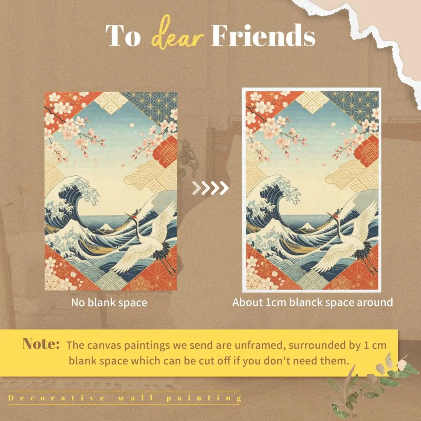 Japanese Retro Unframed Canvas Art Print Wall Poster Stylish Home Decor for Bedroom Living Room & Sweet Gift
