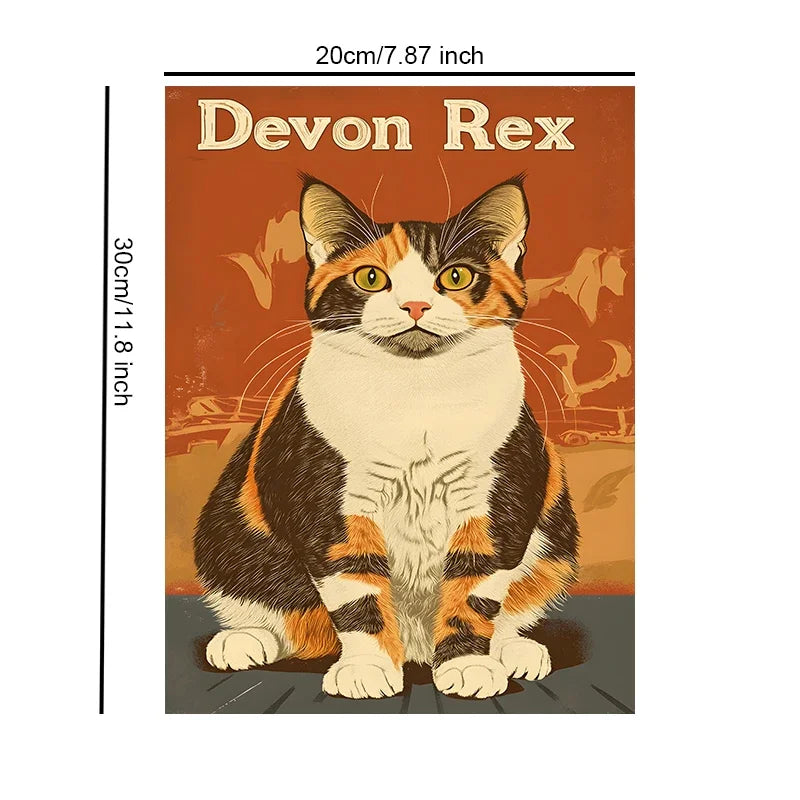 Vintage Types of Cats Style Unframed Canvas Print Wall Art Poster Home Decor for Living Room Bedroom & Fine Gift