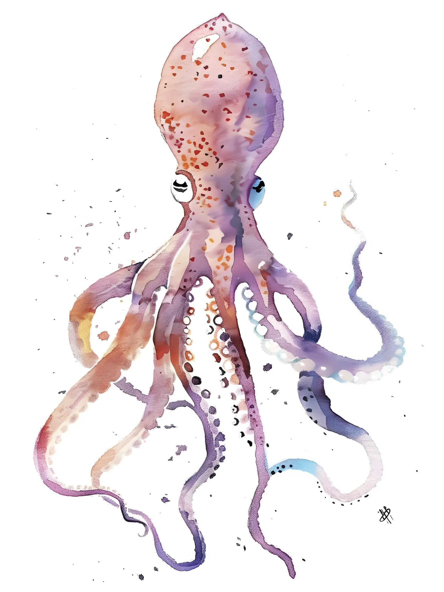 Watercolor Sea Animals Unframed Canvas Print Art Poster Modern Wall Decor for Living Room Bedroom Home Decoration & Ideal Gift