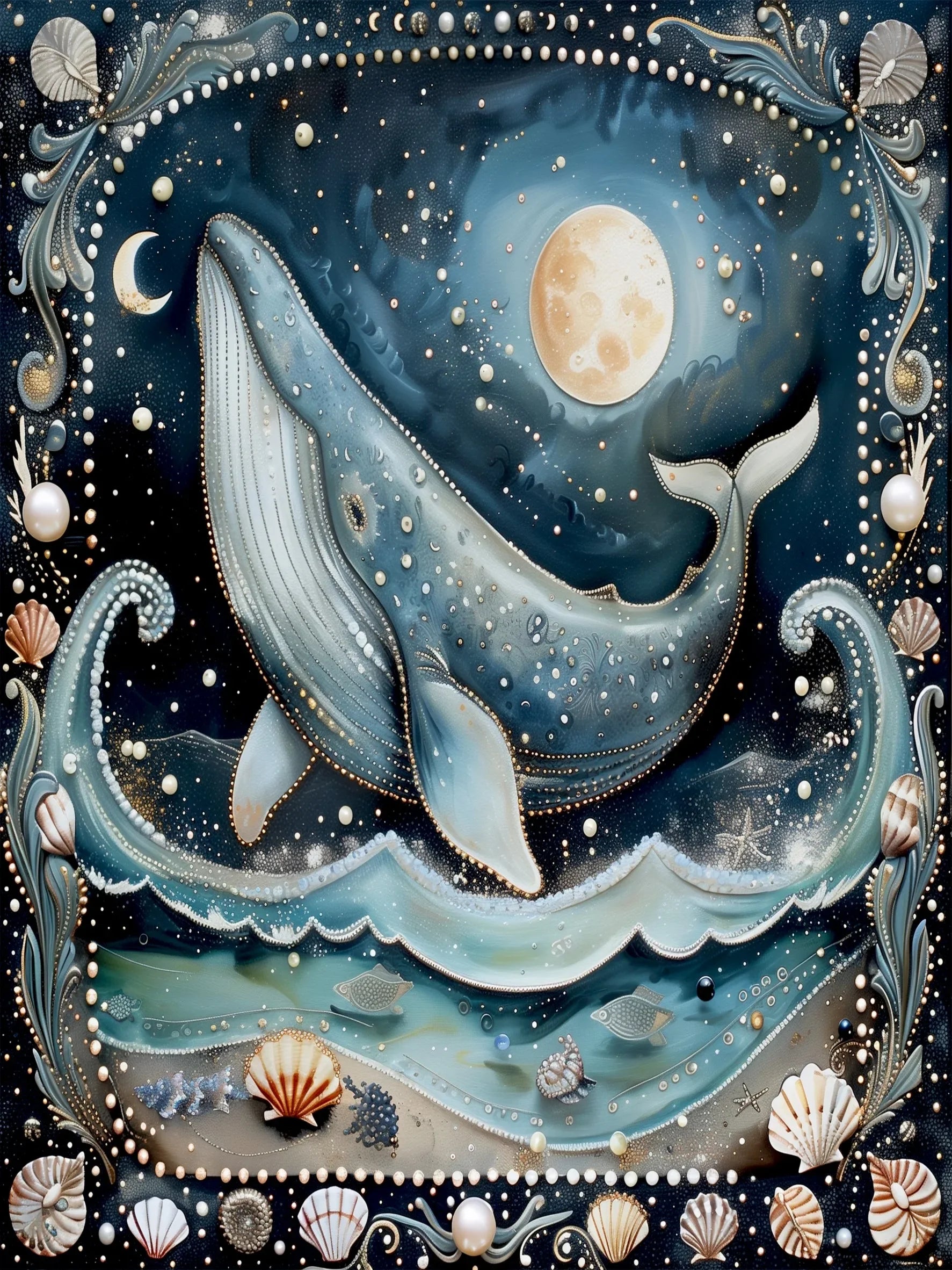 Unframed Canvas Magic Ocean Whales Print Art Poster Modern Wall Decor for Living Room Bedroom Home Decoration & Ideal Gift
