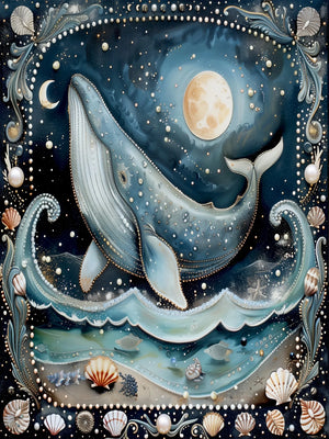 Unframed Canvas Magic Ocean Whales Print Art Poster Modern Wall Decor for Living Room Bedroom Home Decoration & Ideal Gift