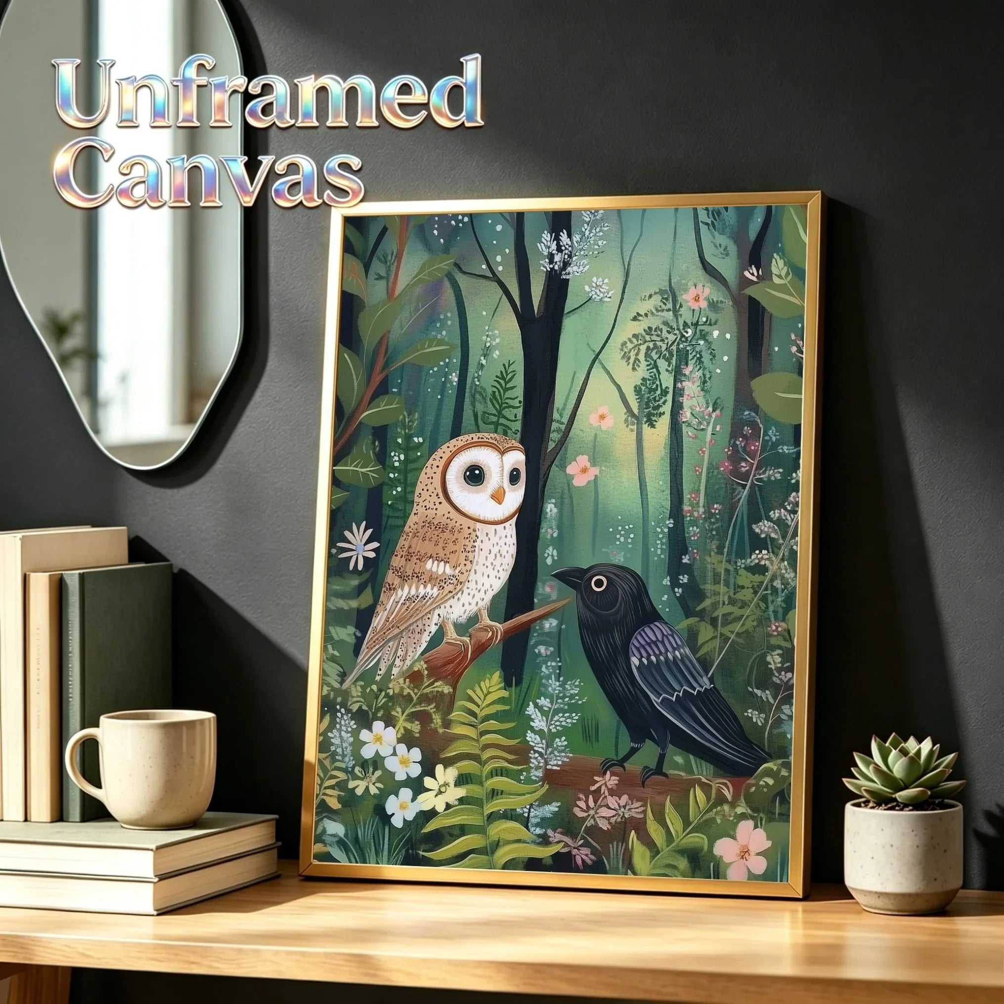 Friendly Forest View Unframed Canvas Wall Art Poster Modern Home Decor for Bedroom Living Room & Ideal Gift