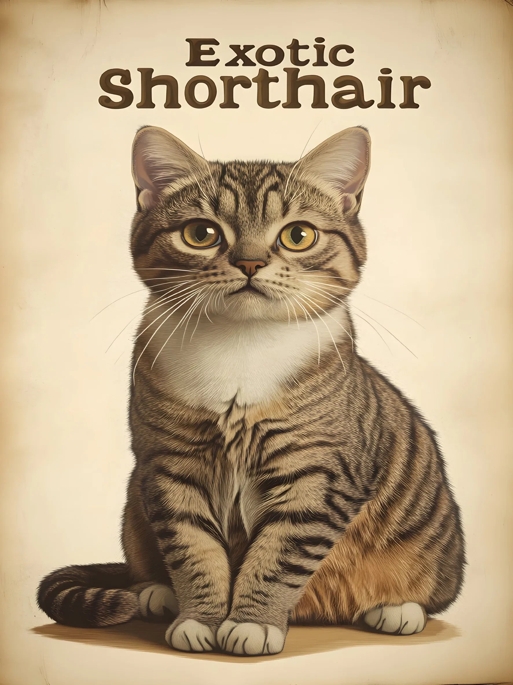 Vintage Types of Cats Style Unframed Canvas Print Wall Art Poster Home Decor for Living Room Bedroom & Fine Gift