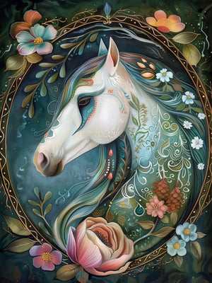 Retro Floral Horse Unframed Canvas Art Print Poster Wall Decor For Living Room Bedroom Home Decoration Ideal Gift