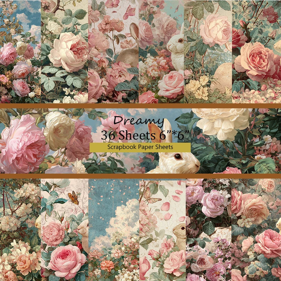 6"x6" Scrapbook Paper Set (36 Sheets): Old-World Art Patterns for Scrapbooking, Origami & Planner Decor.