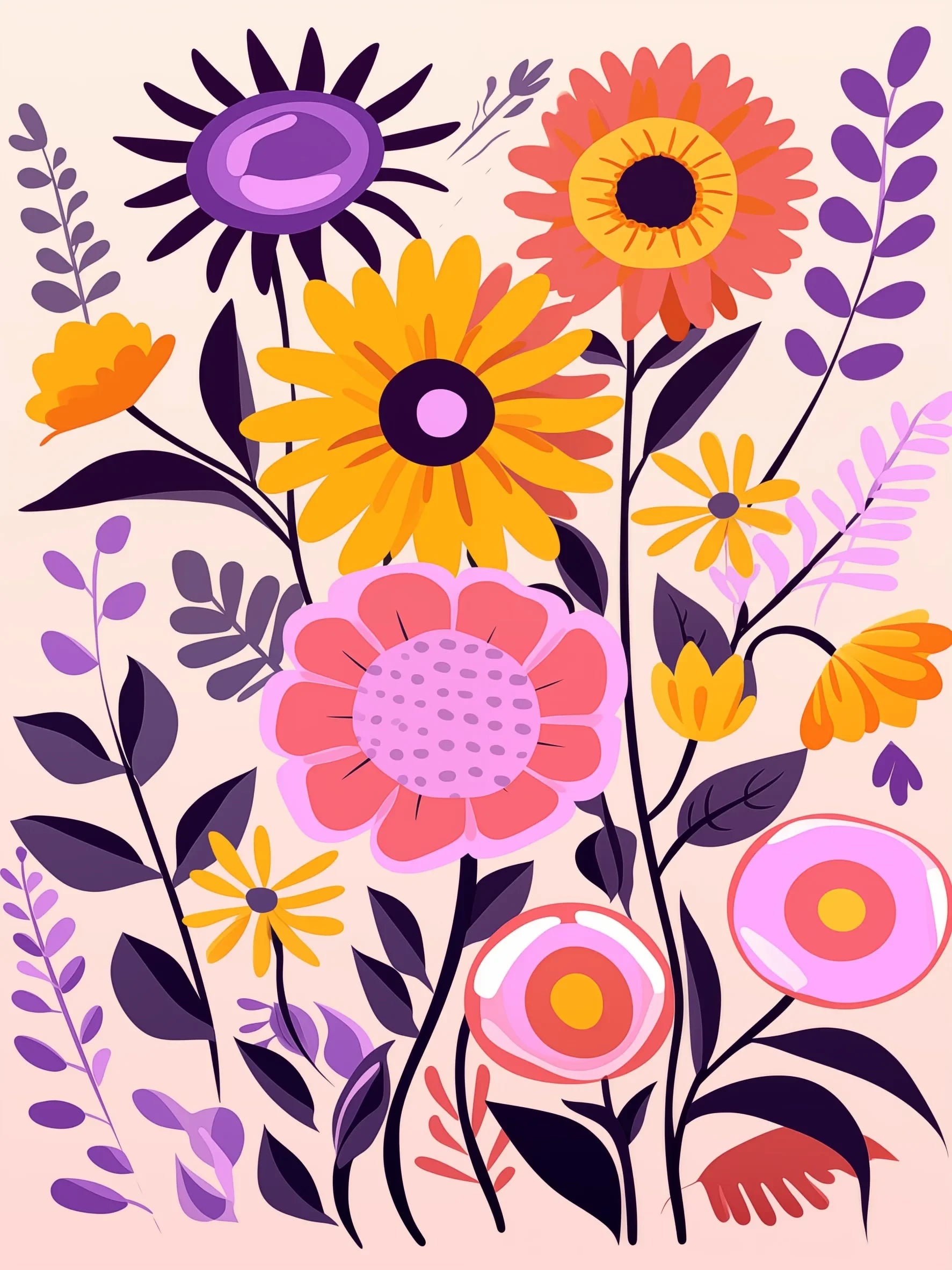 Unframed Canvas Garden Flower Print Art Poster Creative Wall Art for Home Living Room Bedroom Decor and Beautiful Gift Option