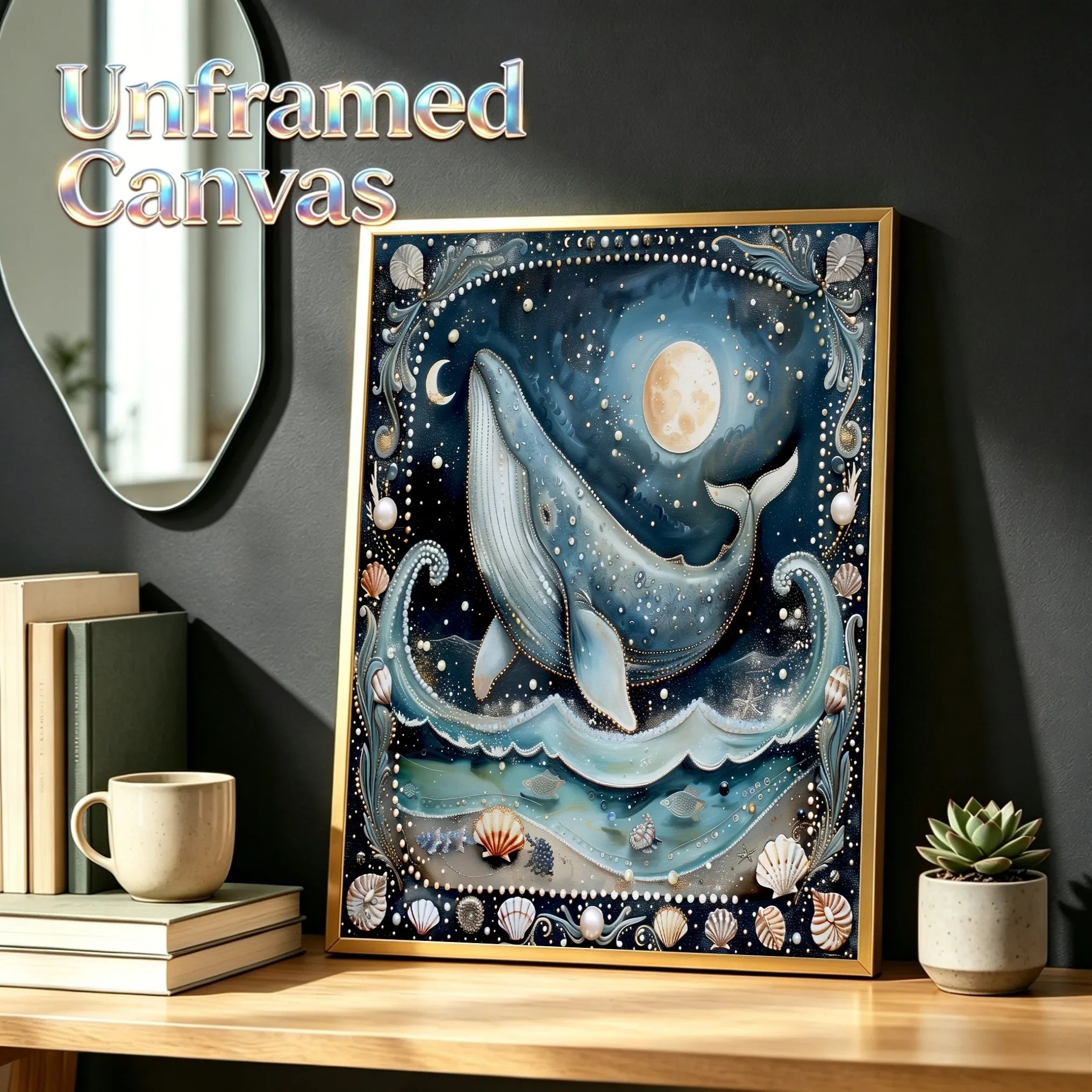 Unframed Canvas Magic Ocean Whales Print Art Poster Modern Wall Decor for Living Room Bedroom Home Decoration & Ideal Gift