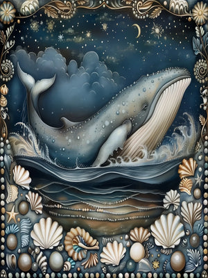 Unframed Canvas Magic Ocean Whales Print Art Poster Modern Wall Decor for Living Room Bedroom Home Decoration & Ideal Gift