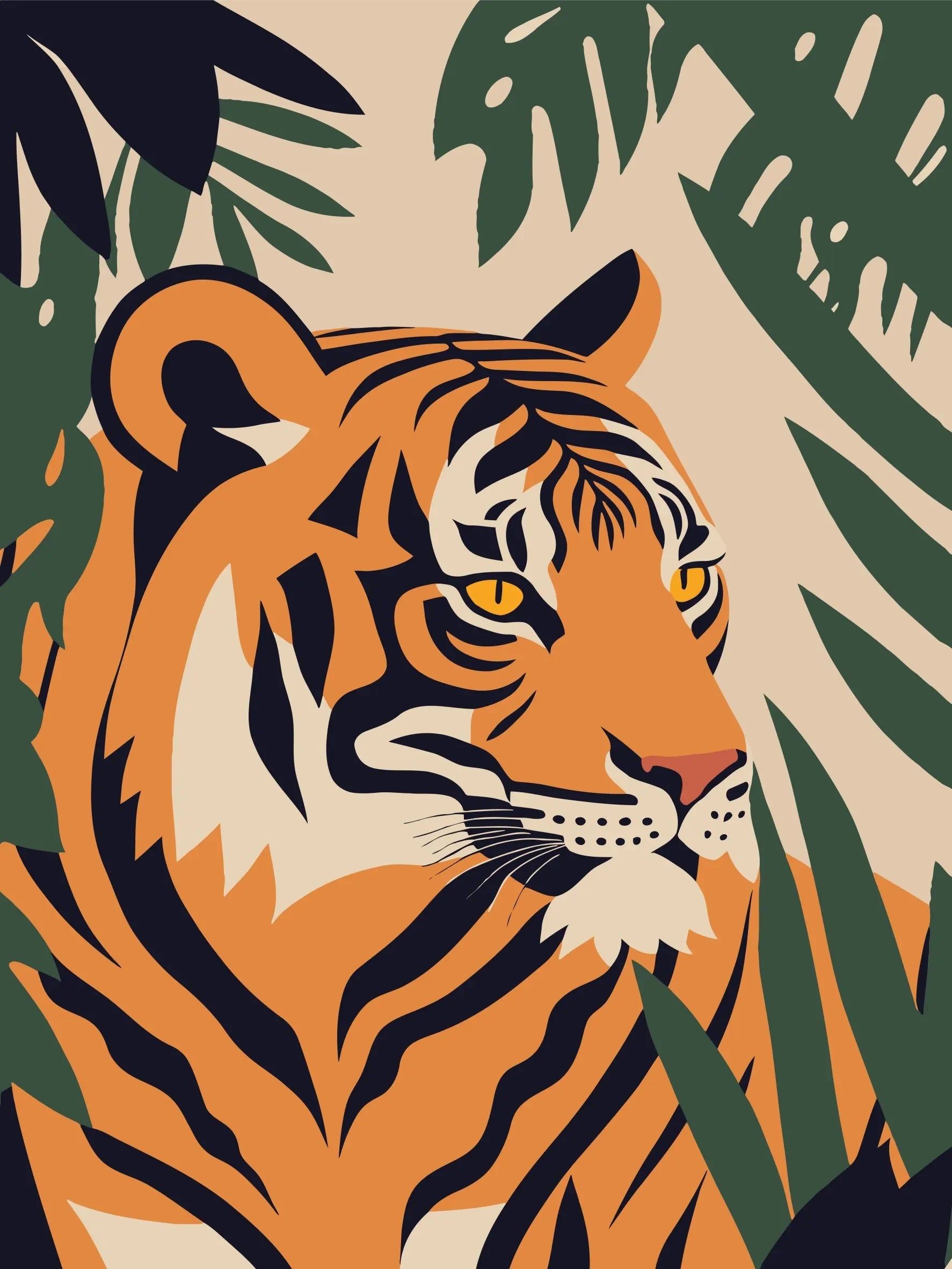 Canvas Art Tiger Illustration Art Print Unframed Wall Poster Home Decoration for Bedroom Living Room & Great Present