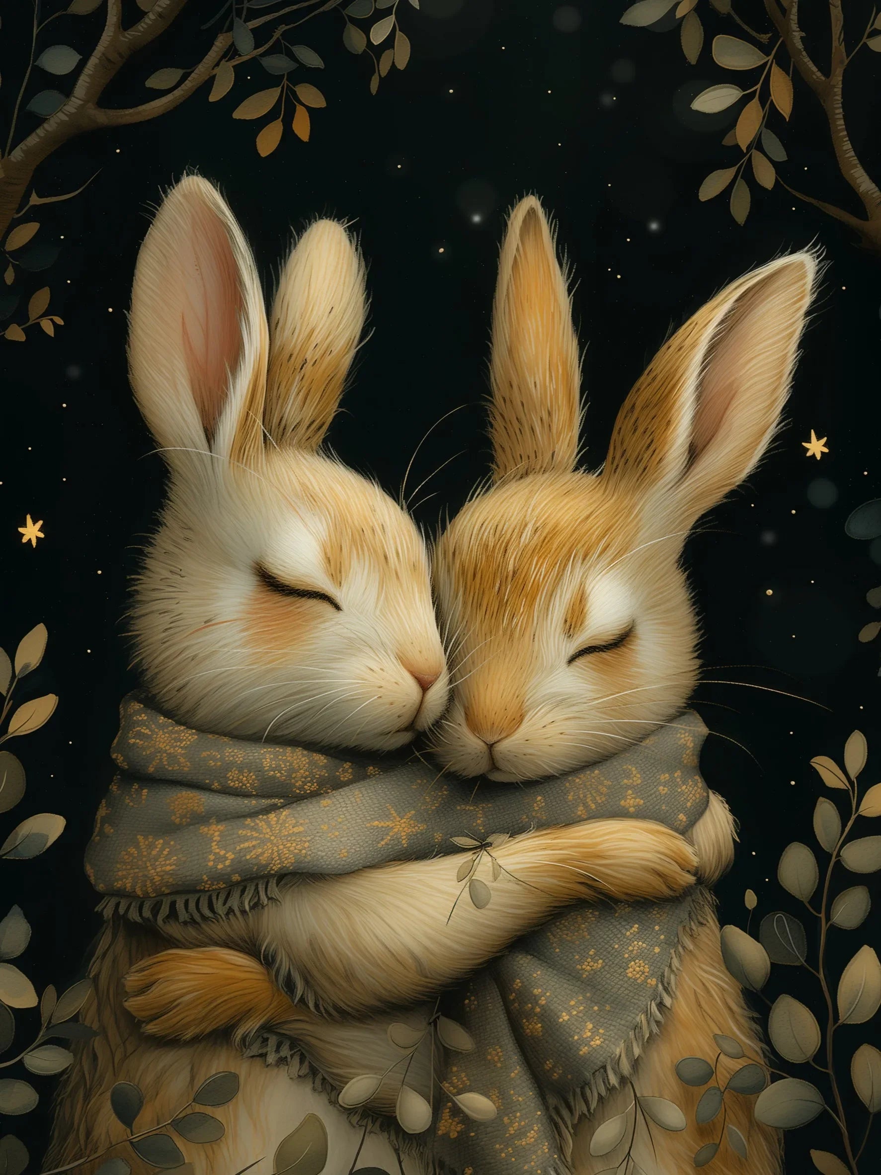 Unframed Canvas Wall Art Decor Cuddling Animals Print Poster For Living Room Bedroom Home Decoration