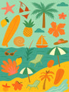 Summer Beach Art Unframed Canvas Print Poster Wall Picture for Home Bedroom Living Room Decor & Nice Gift