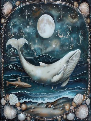 Unframed Canvas Magic Ocean Whales Print Art Poster Modern Wall Decor for Living Room Bedroom Home Decoration & Ideal Gift