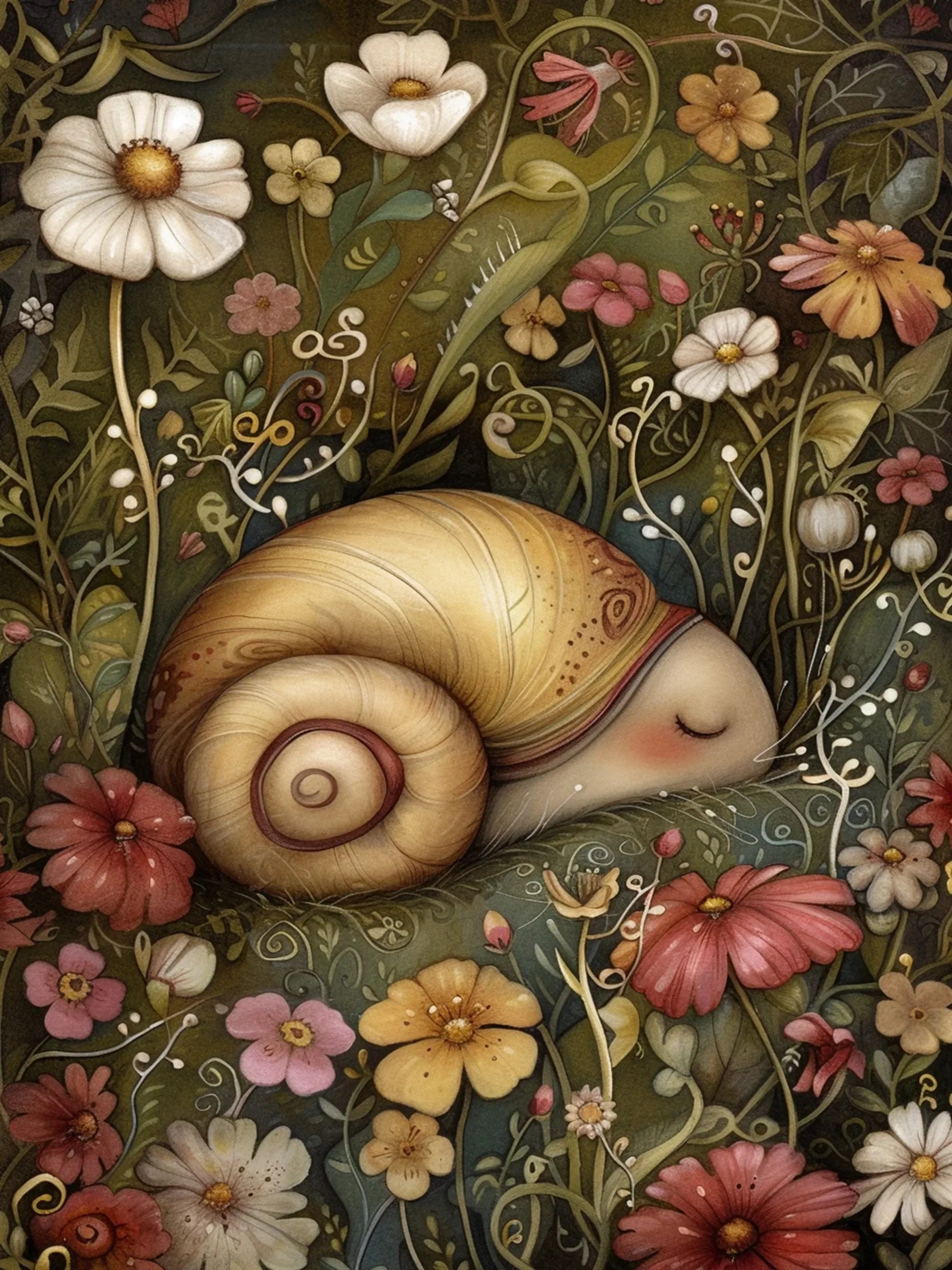 Sleeping Animals Style Unframed Canvas Wall Art Poster Home Decor for Bedroom Living Room & Wonderful Gift