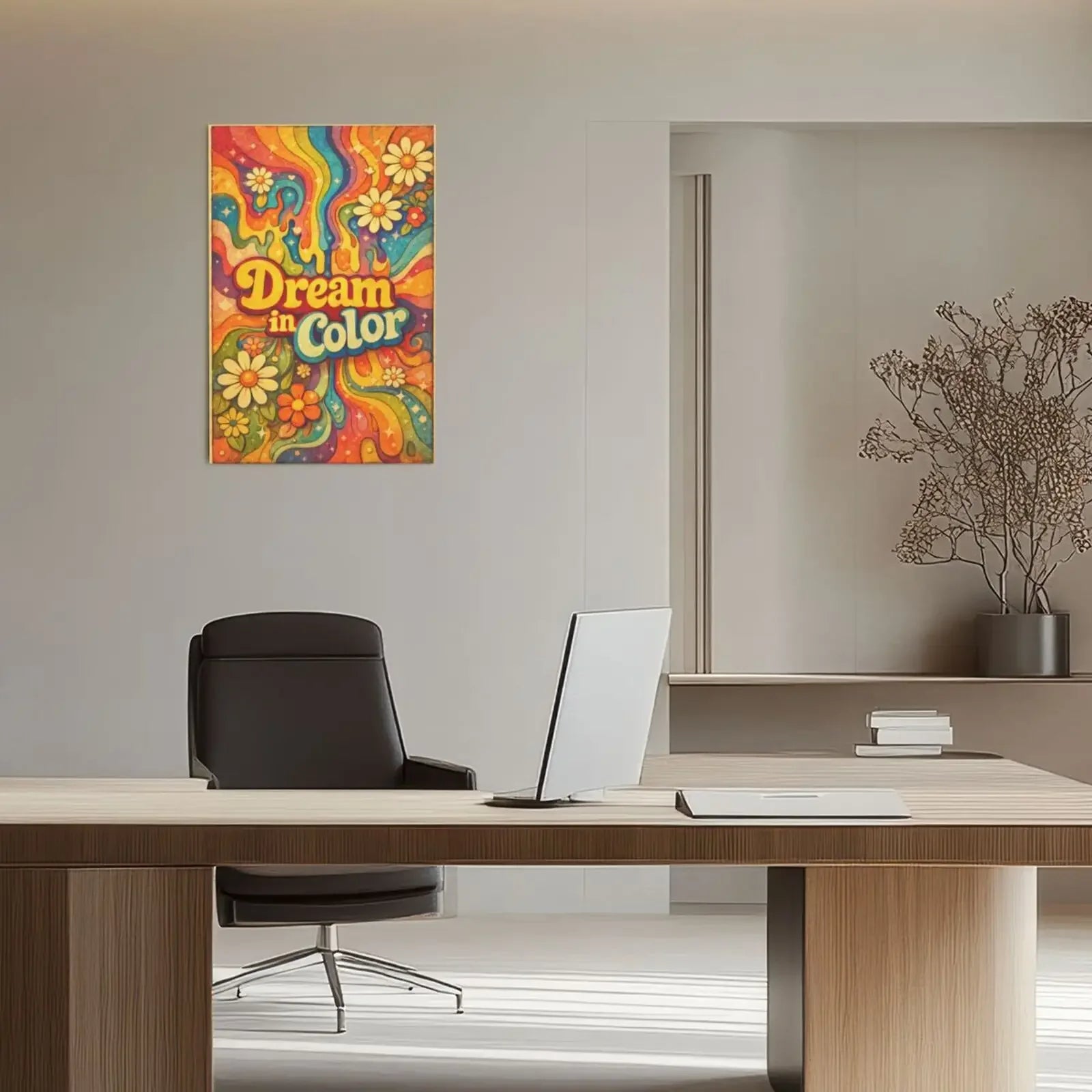 Groovy 70s Hippie Art Unframed Canvas Print Poster Wall Decor for Home Bedroom Living Room & Wonderful Present