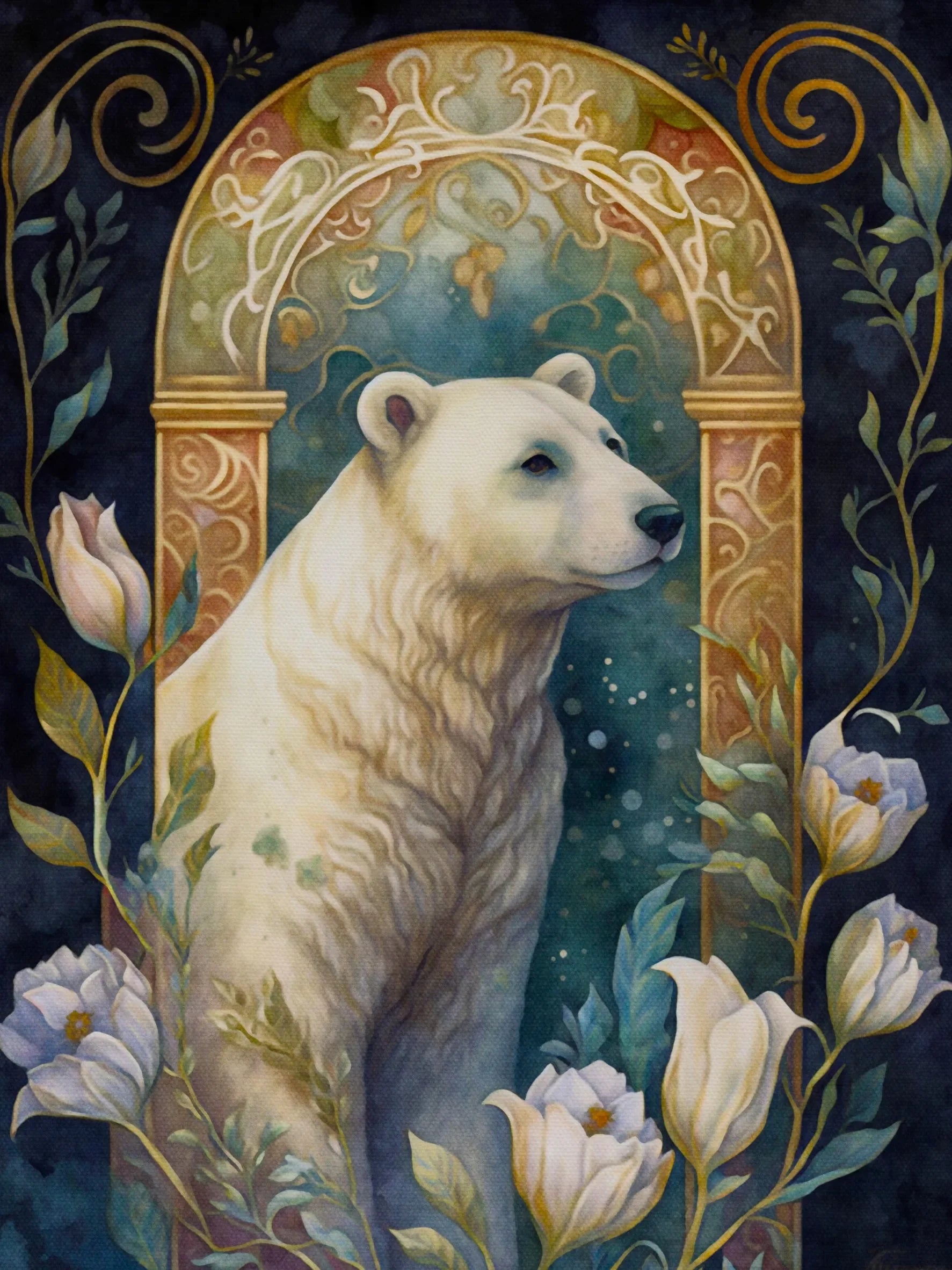 White Animals Unframed Canvas Wall Art Print Poster Home Decoration for Living Room Bedroom and Ideal Gift for Friends Family