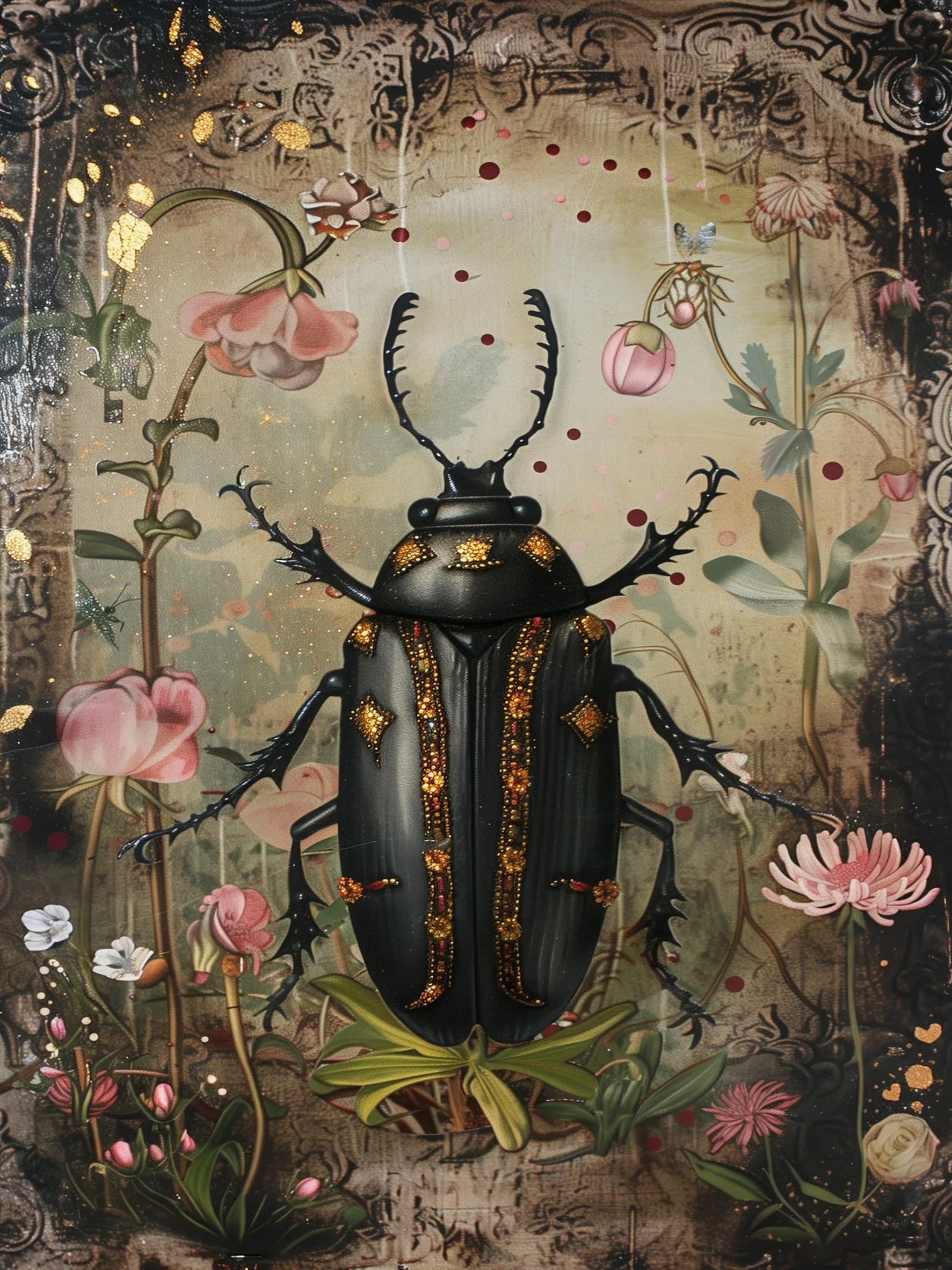 Gothic Beetle Wall Art Unframed Canvas Print Poster Fashion Home Decor for Bedroom Living Room & Special Present