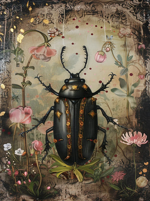 Gothic Beetle Wall Art Unframed Canvas Print Poster Fashion Home Decor for Bedroom Living Room & Special Present