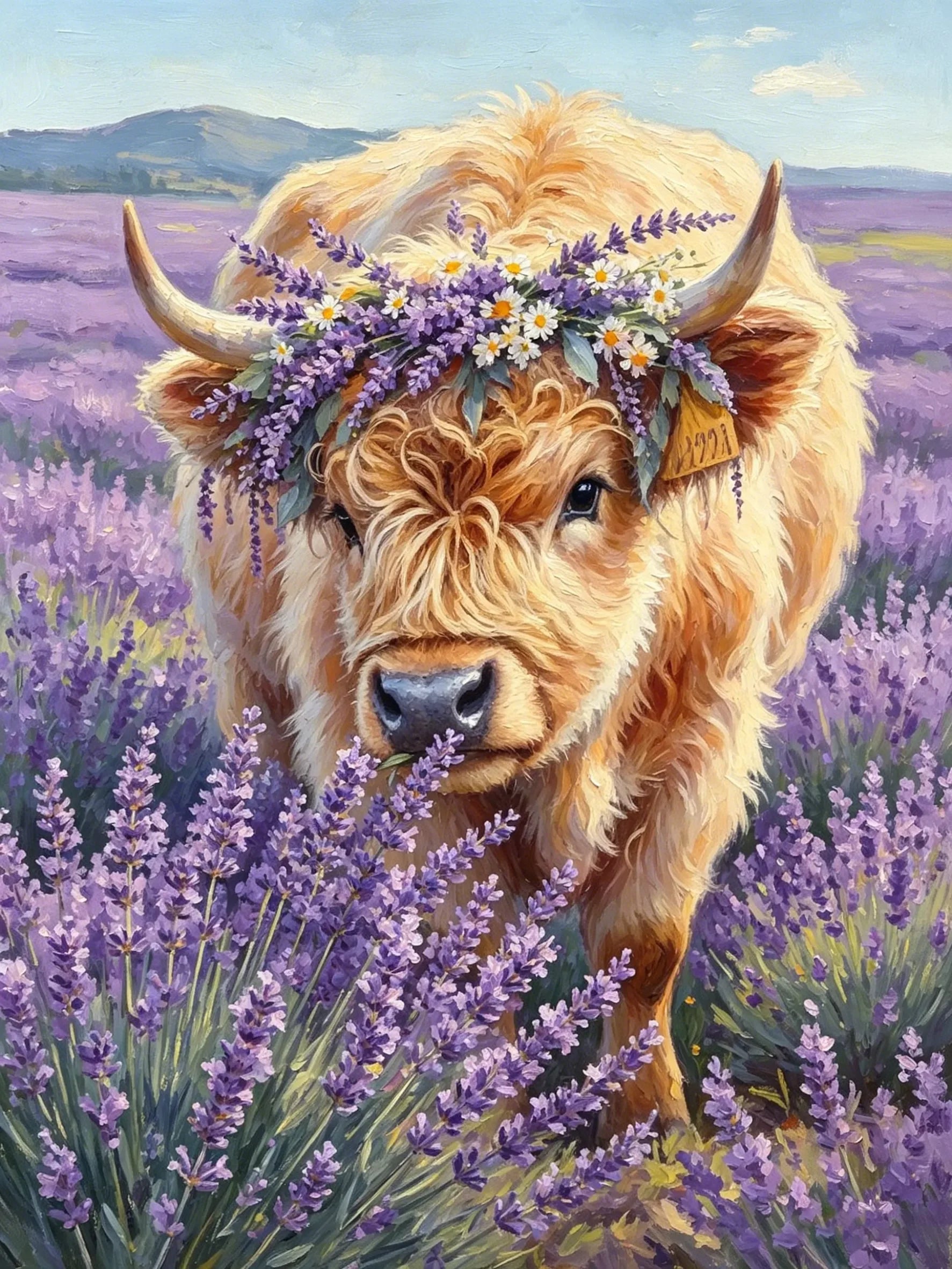 Cute Mountain Cattle Unframed Canvas Wall Art Poster Print For Home Living Room Bedroom Decor Gift