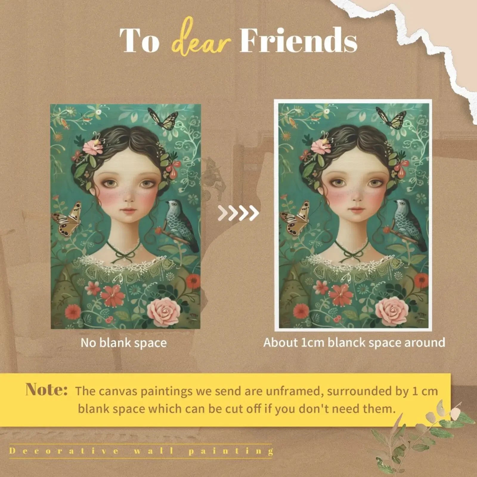 Floral Ladies Unframed Canvas Wall Art Poster Cozy Home Decoration for Living Room Bedroom & Ideal Gift Idea