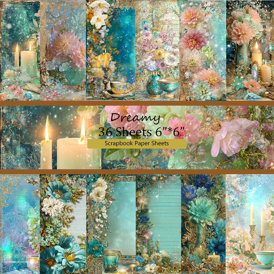 36 Sheets 6x6 Inches Scrapbook Paper Pack: Vintage Art Craft Pattern, Ideal for Junk Journal, Planner, Card Making & DIY Decor