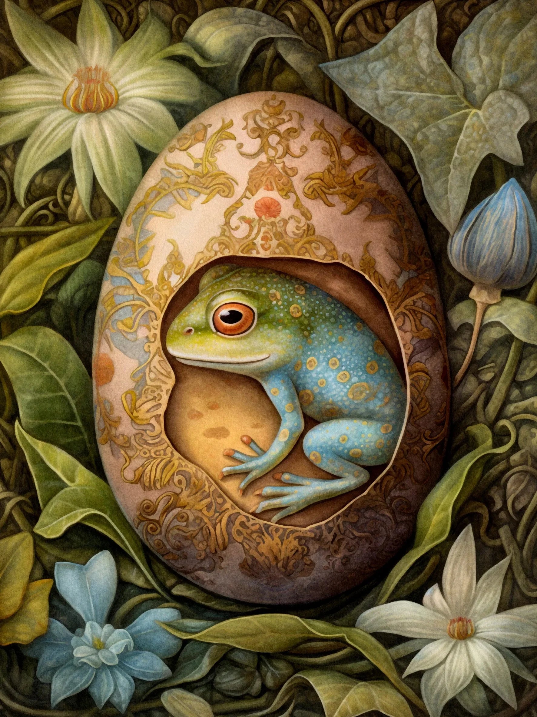 Home Decoration Wall Art Unframed Canvas Animals in Easter Eggs Print Poster For Living Room Bedroom Gift