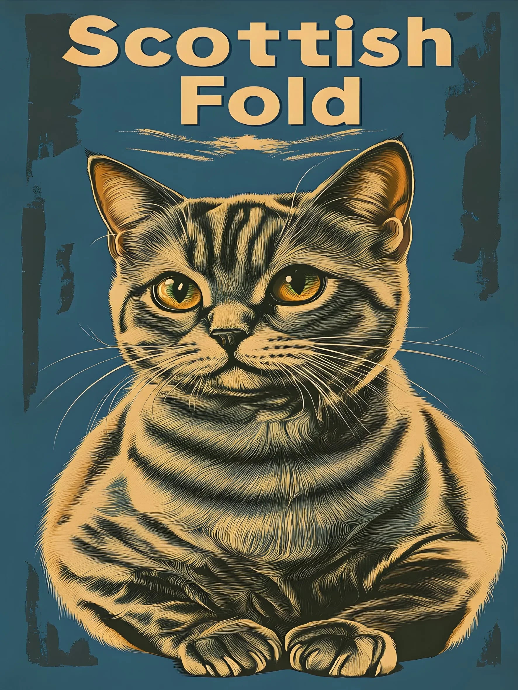 Vintage Types of Cats Style Unframed Canvas Print Wall Art Poster Home Decor for Living Room Bedroom & Fine Gift