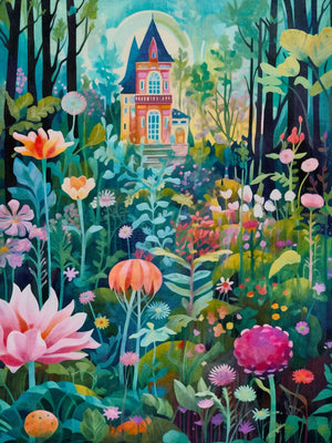 Unframed Canvas Whimsical Gardens Art Print Poster Fashion Wall Decor for Living Room Bedroom Home Decoration & Gift Choice