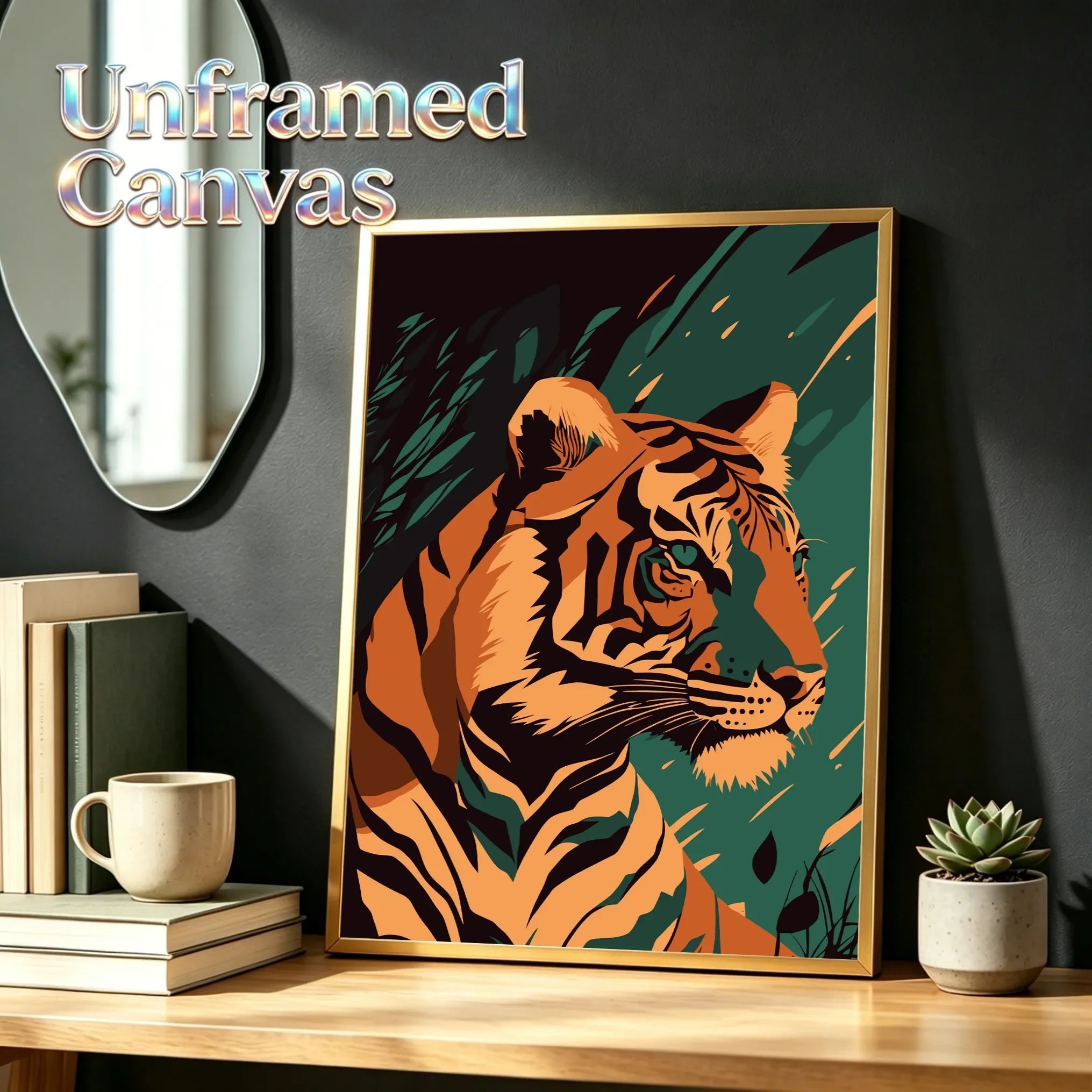 Canvas Art Tiger Illustration Art Print Unframed Wall Poster Home Decoration for Bedroom Living Room & Great Present