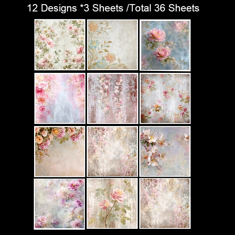 Scrapbook Paper Set (36 Sheets, 6x6 Inches): Vintage Art Craft Prints, Perfect for Junk Journal, Planner, Card Making & DIY