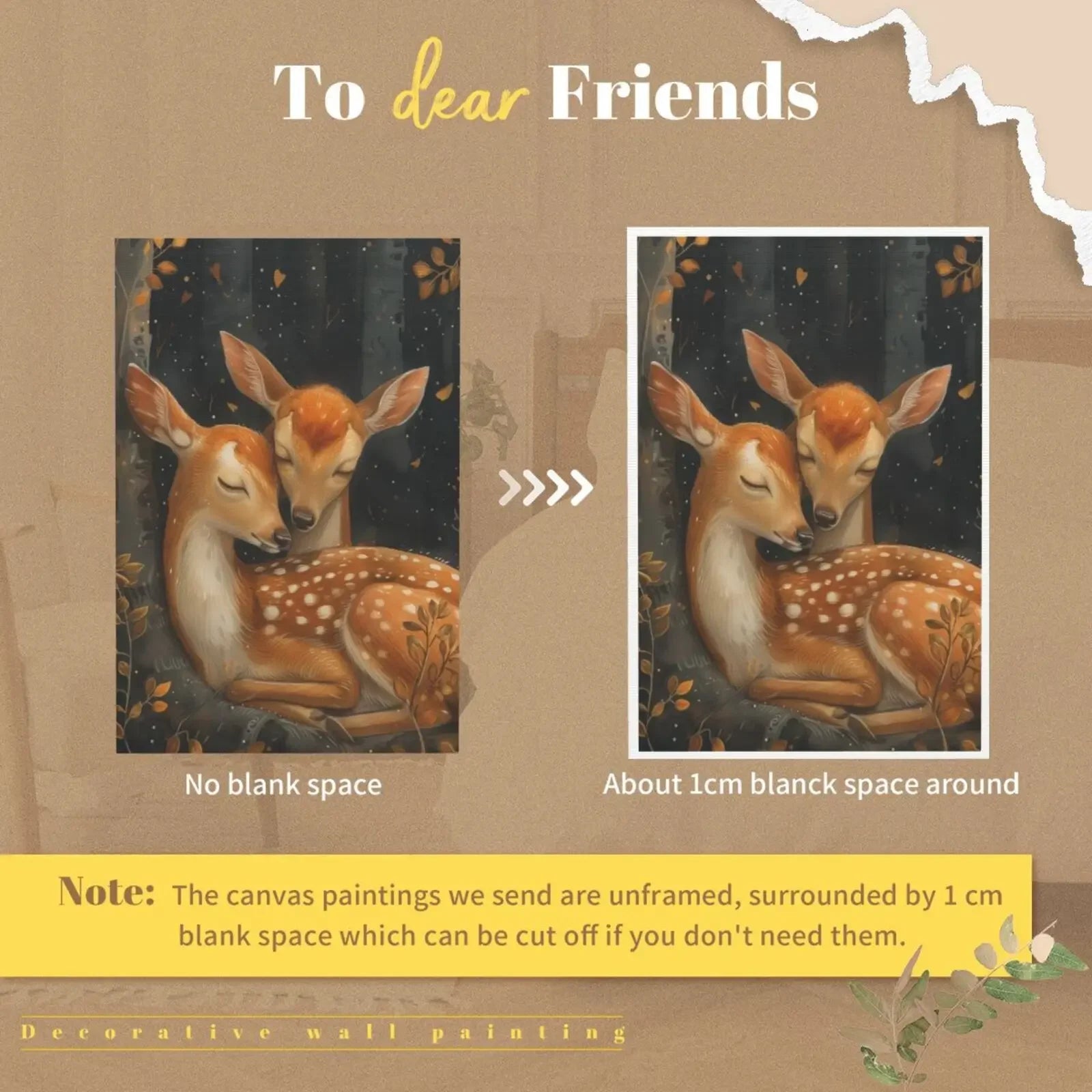 Unframed Canvas Wall Art Decor Cuddling Animals Print Poster For Living Room Bedroom Home Decoration