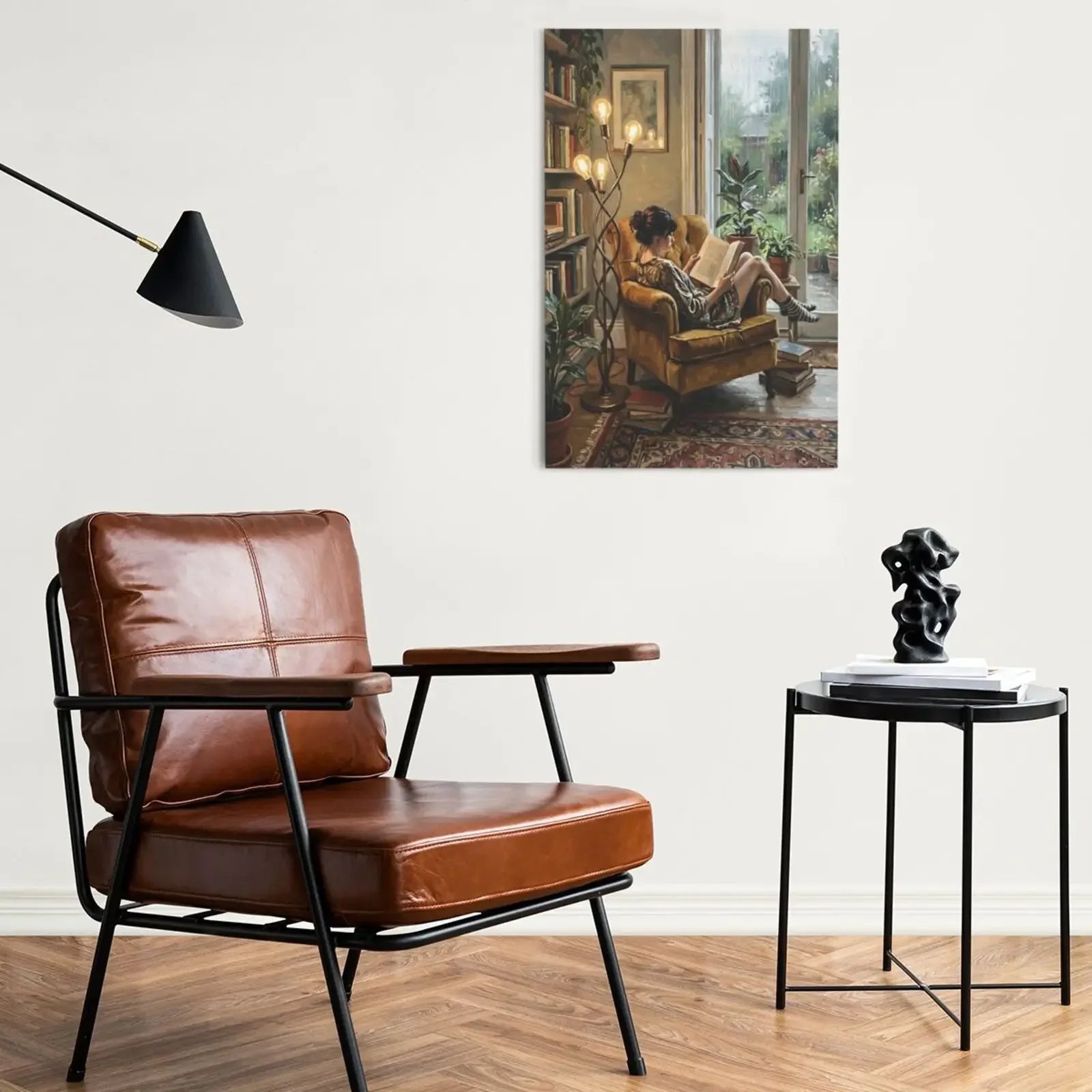 Vintage Reading Moment Scene Canvas Art Unframed Wall Poster Cozy Home Decoration for Bedroom Living Room & Perfect Gift