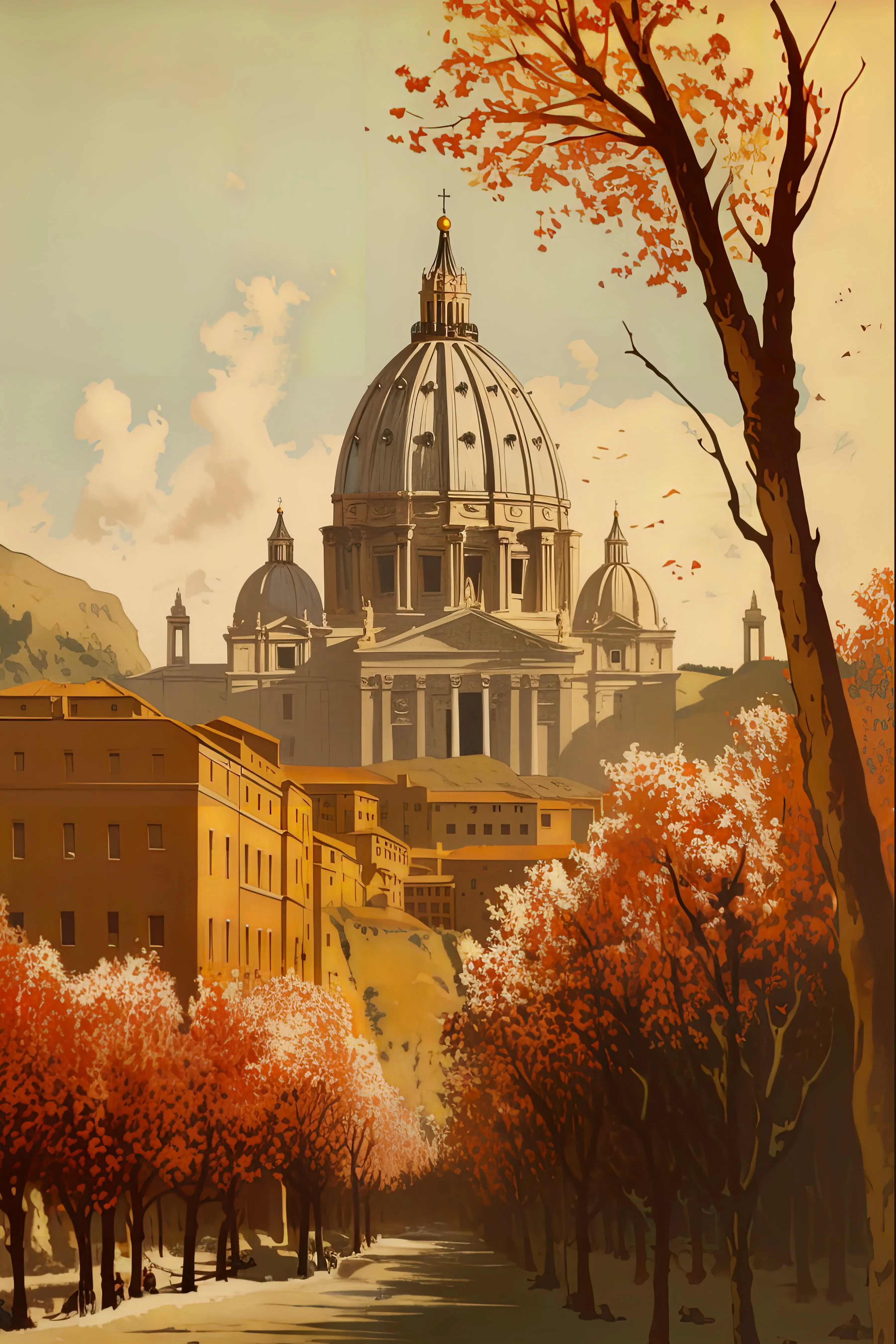 Unframed Canvas Vintage Italy Artwork Print Poster Wall Art for Home Living Room Bedroom Decor & Lovely Gift