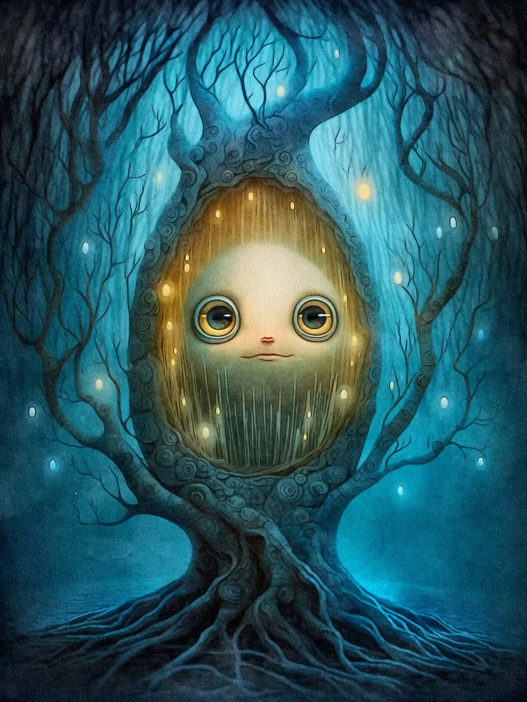 Mystical Forest Wall Art Unframed Canvas Print Poster Warm Home Decoration for Bedroom Living Room & Wonderful Present