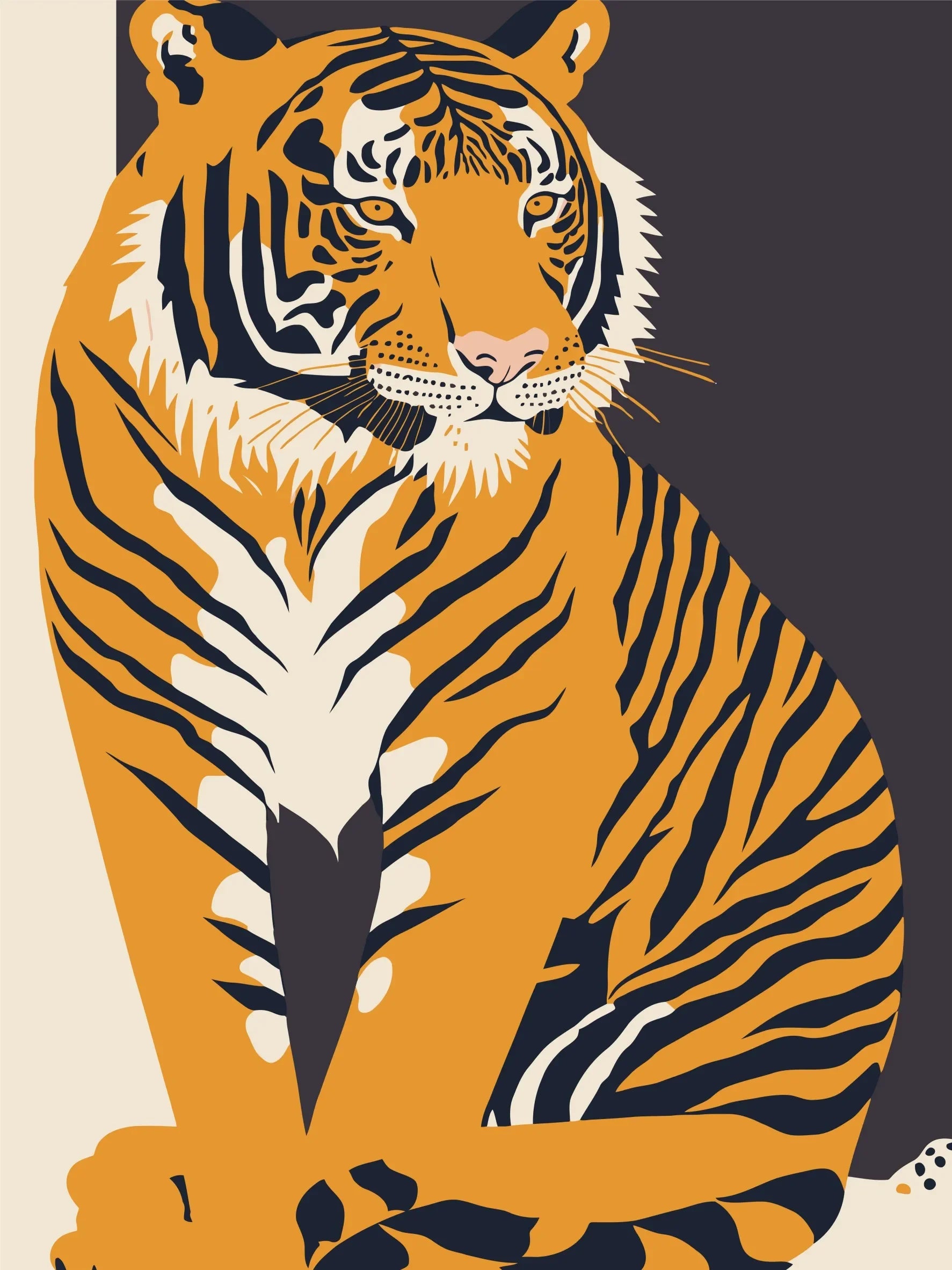 Canvas Art Tiger Illustration Art Print Unframed Wall Poster Home Decoration for Bedroom Living Room & Great Present