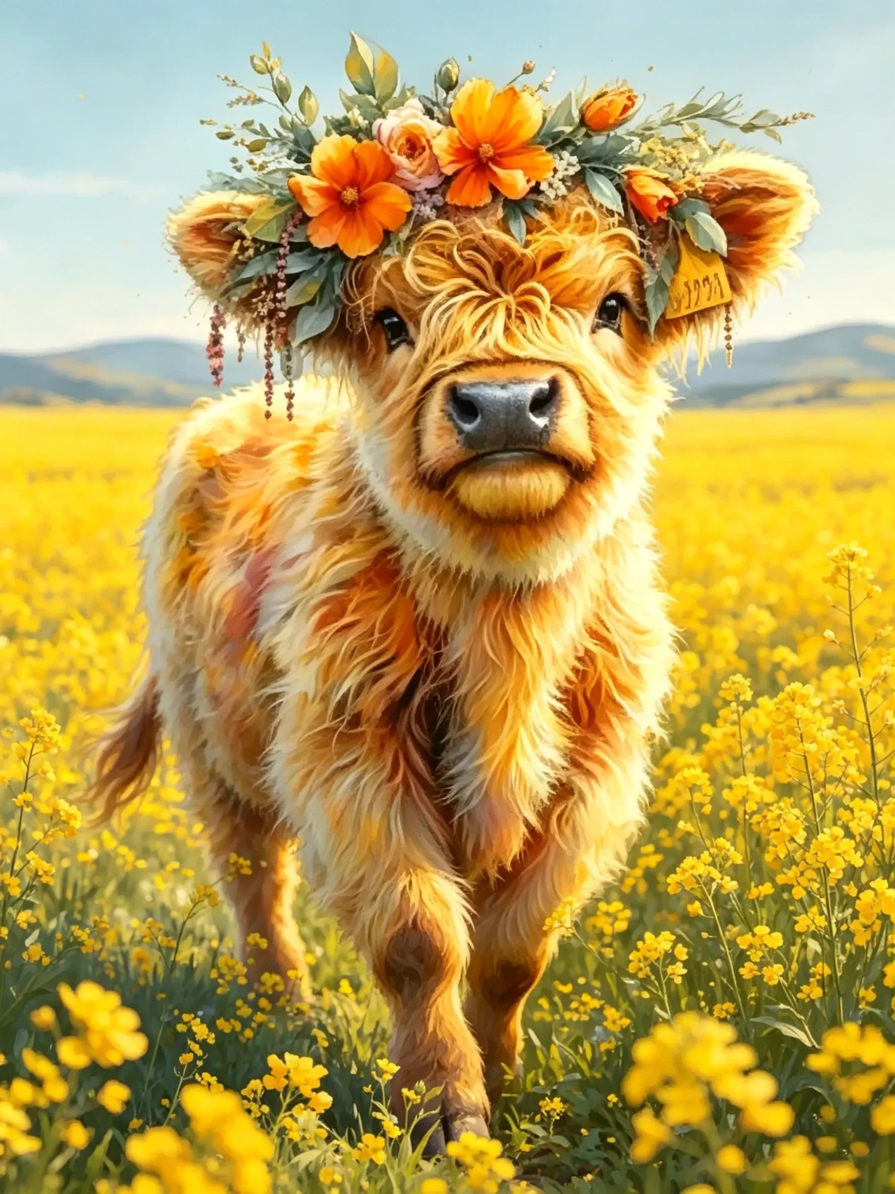 Cute Mountain Cattle Unframed Canvas Wall Art Poster Print For Home Living Room Bedroom Decor Gift