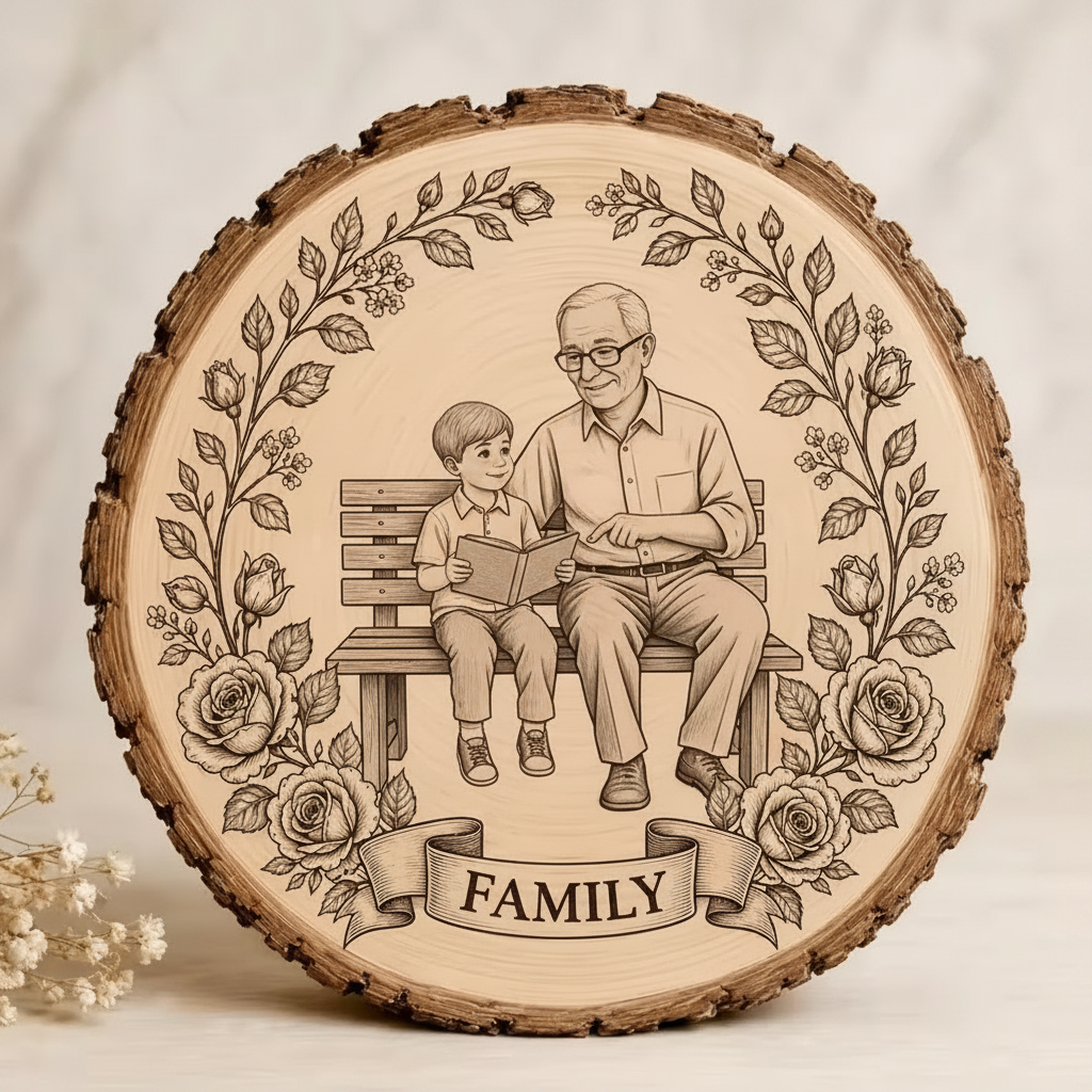 Customized Wood Slice Memorial Gift, Custom Black and White Line Art Style Photo, Couple's Photo Customization Gift for friends