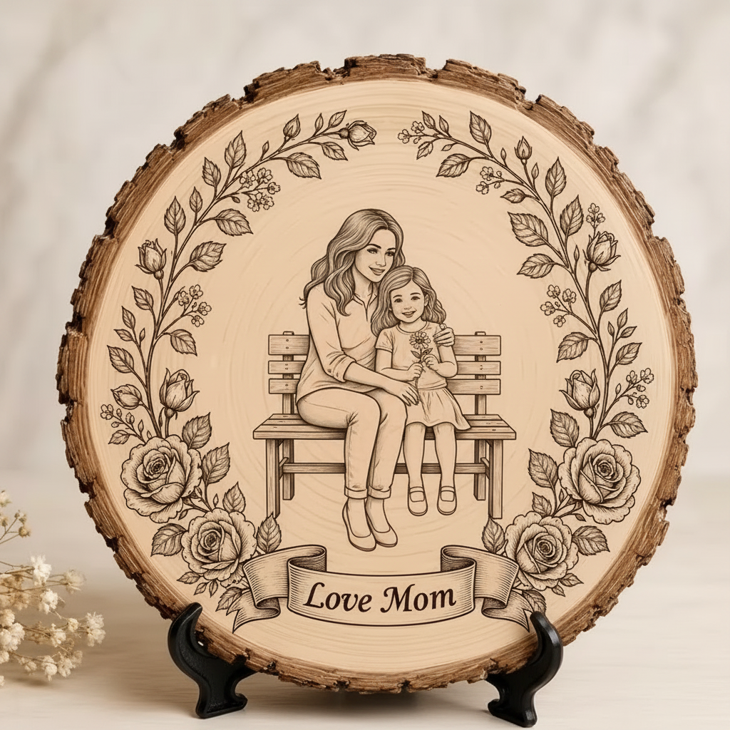 Customized Wood Slice Memorial Gift, Custom Black and White Line Art Style Photo, Couple's Photo Customization Gift for friends