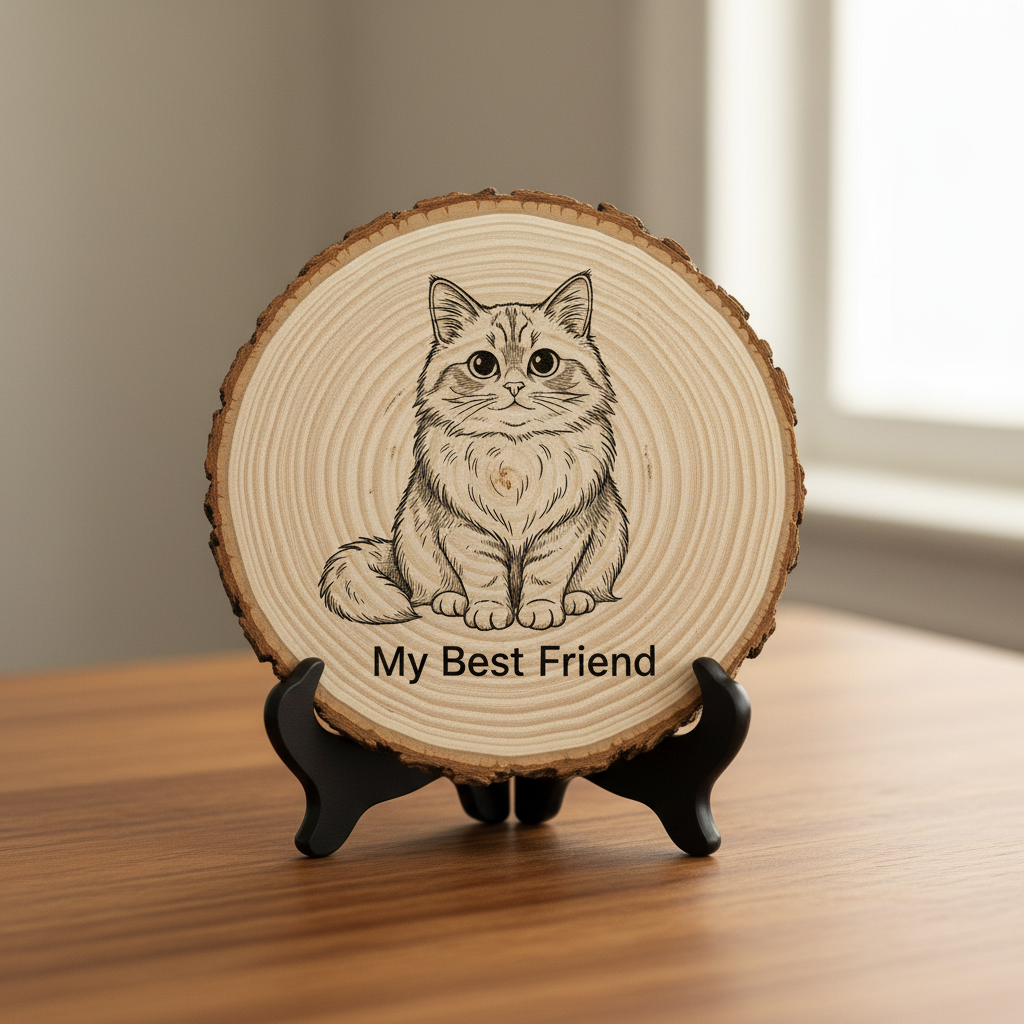 Customized Wood Slice Memorial Gift, Custom Black and White Line Art Style Photo, Couple's Photo Customization Gift for friends
