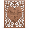Personalized walnut wood laser-cut wedding invitation